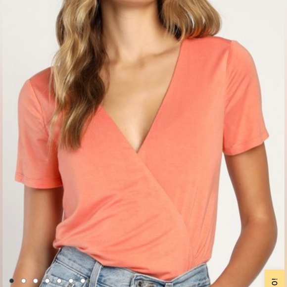 Lulu- Mareen Peach Shortsleeve Bodysuit - Picture 3 of 7